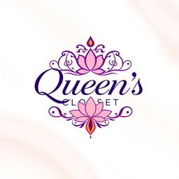 A stylish and elegant logo for 'Queen's Closet', featuring the name in a sophisticated cursive font