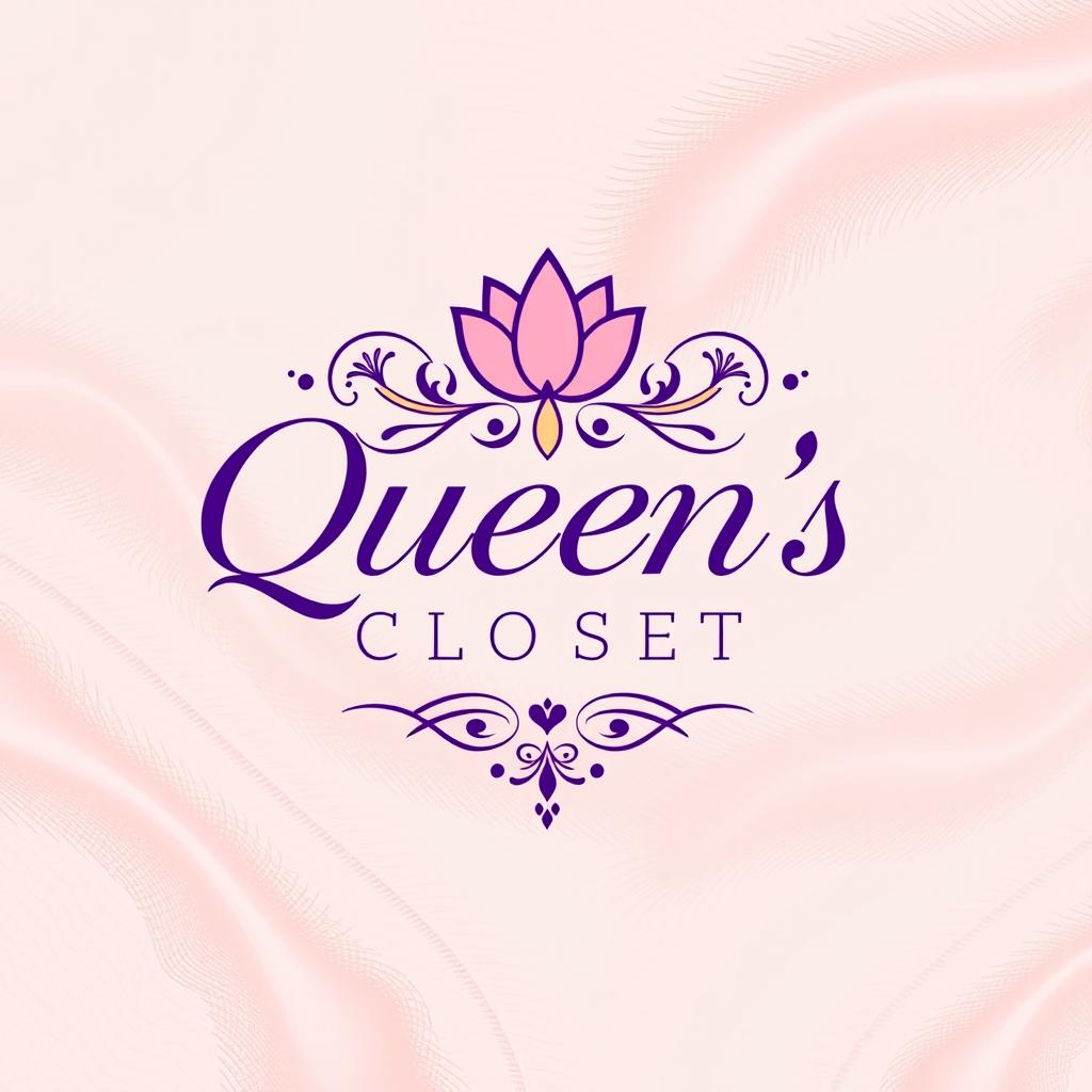 A stylish and elegant logo for 'Queen's Closet', featuring the name in a sophisticated cursive font