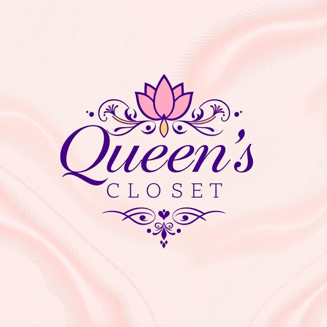 A stylish and elegant logo for 'Queen's Closet', featuring the name in a sophisticated cursive font