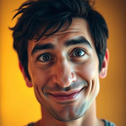 A portrait of a man with a prominent big nose, showcasing his unique facial features and expressions