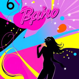 Album cover art for a vibrant and energetic pop song, featuring an abstract composition with bold colors such as electric pink, neon blue, and bright yellow
