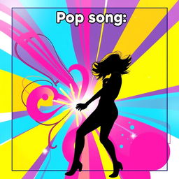 Album cover art for a vibrant and energetic pop song, featuring an abstract composition with bold colors such as electric pink, neon blue, and bright yellow