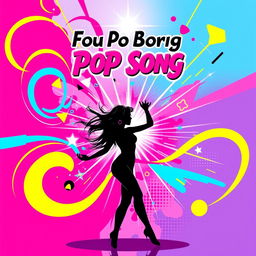 Album cover art for a vibrant and energetic pop song, featuring an abstract composition with bold colors such as electric pink, neon blue, and bright yellow