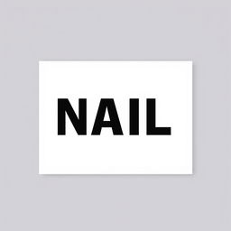 A minimalist poster featuring the word 'NAIL' prominently displayed in bold black typography on a white background