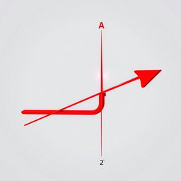 A 3D vector graphic showcasing a red arrow indicating a vector from point A (1, 0, 4) to point B (0, -1, 2)