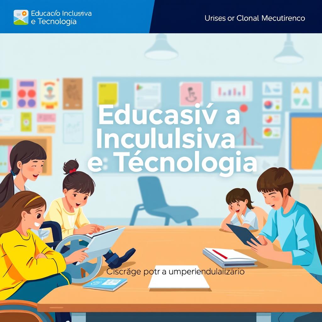 A visually engaging book cover for the title 'Educação Inclusiva e Tecnologia: Construindo Pontes para um Aprendizado Igualitário'