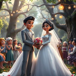 A beautiful wedding scene featuring Luz and Amity from the Disney series 'The Owl House'