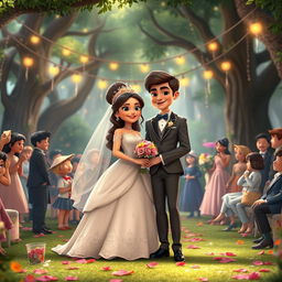 A beautiful wedding scene featuring Luz and Amity from the Disney series 'The Owl House'