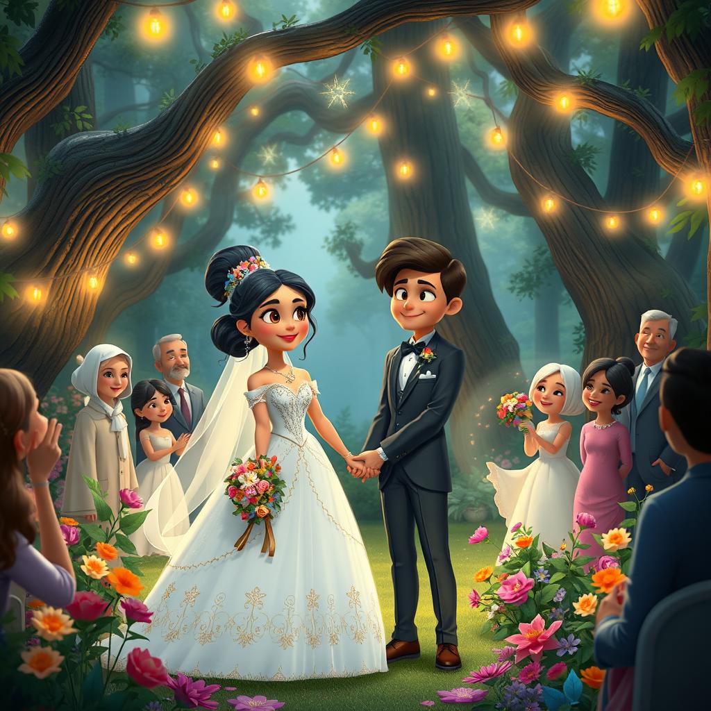 A beautiful wedding scene featuring Luz and Amity from the Disney series 'The Owl House'