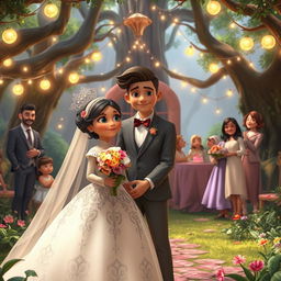 A beautiful wedding scene featuring Luz and Amity from the Disney series 'The Owl House'