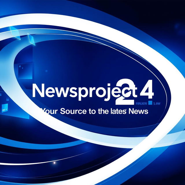 A modern and sleek poster design featuring the title 'Newsproject24' prominently in the center