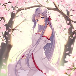 A beautiful, artistic depiction of a fictional character inspired by anime, featuring long hair and an elegant posture
