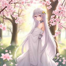 A beautiful, artistic depiction of a fictional character inspired by anime, featuring long hair and an elegant posture