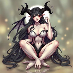 A stunning illustration of Meru the Succubus, portrayed as a beautiful and captivating figure with seductive features