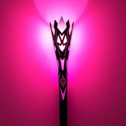 A beautifully designed light stick inspired by the song 'Pink Venom', featuring a sleek, elegant shape predominantly in vibrant shades of pink and black, glowing softly in the dark