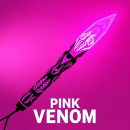 A beautifully designed light stick inspired by the song 'Pink Venom', featuring a sleek, elegant shape predominantly in vibrant shades of pink and black, glowing softly in the dark