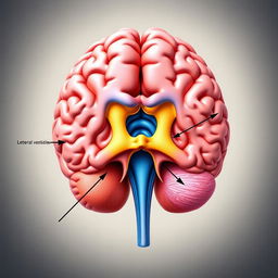 A detailed anatomical illustration of the ventricles of the human brain, showcasing the lateral ventricles, third ventricle, fourth ventricle, and cerebral aqueduct