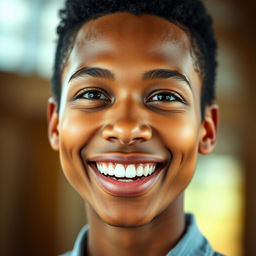 A mesmerizing portrait of a person showcasing a perfect smile, featuring a balanced expression with both sides of the smile perfectly mirroring each other