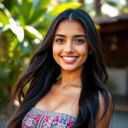 A beautiful 20-year-old Nicaraguan woman, standing confidently and elegantly, showcasing her natural beauty