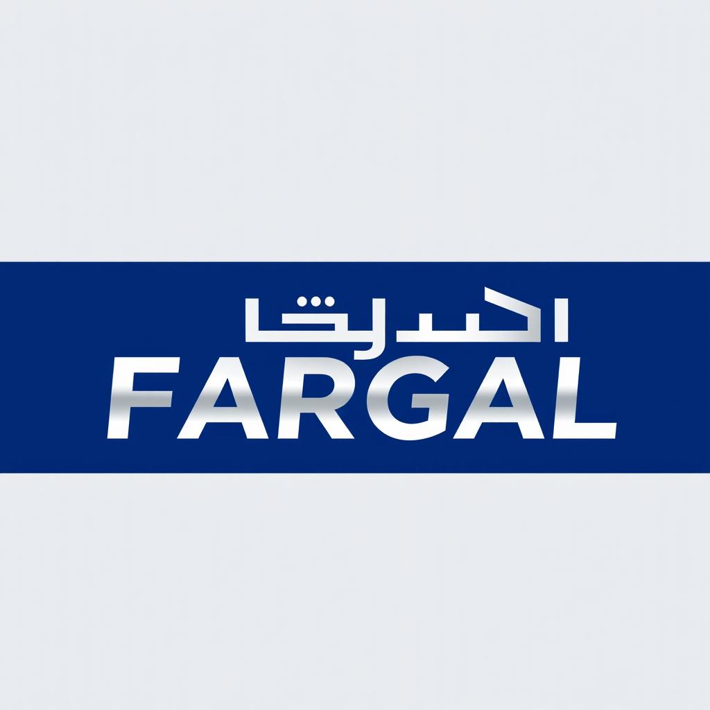 A professional logo design incorporating the word 'فرگال' (Fargal) with a business theme