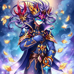 A stunning manga-style illustration of Wanderer, also known as Scaramouche, from Genshin Impact