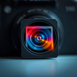 A high-resolution close-up of a Fuji camera pixel, showcasing intricate details of the sensor with vibrant colors reflecting light