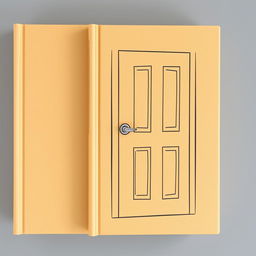 A book cover designed to resemble a room, featuring a door depicted on the front