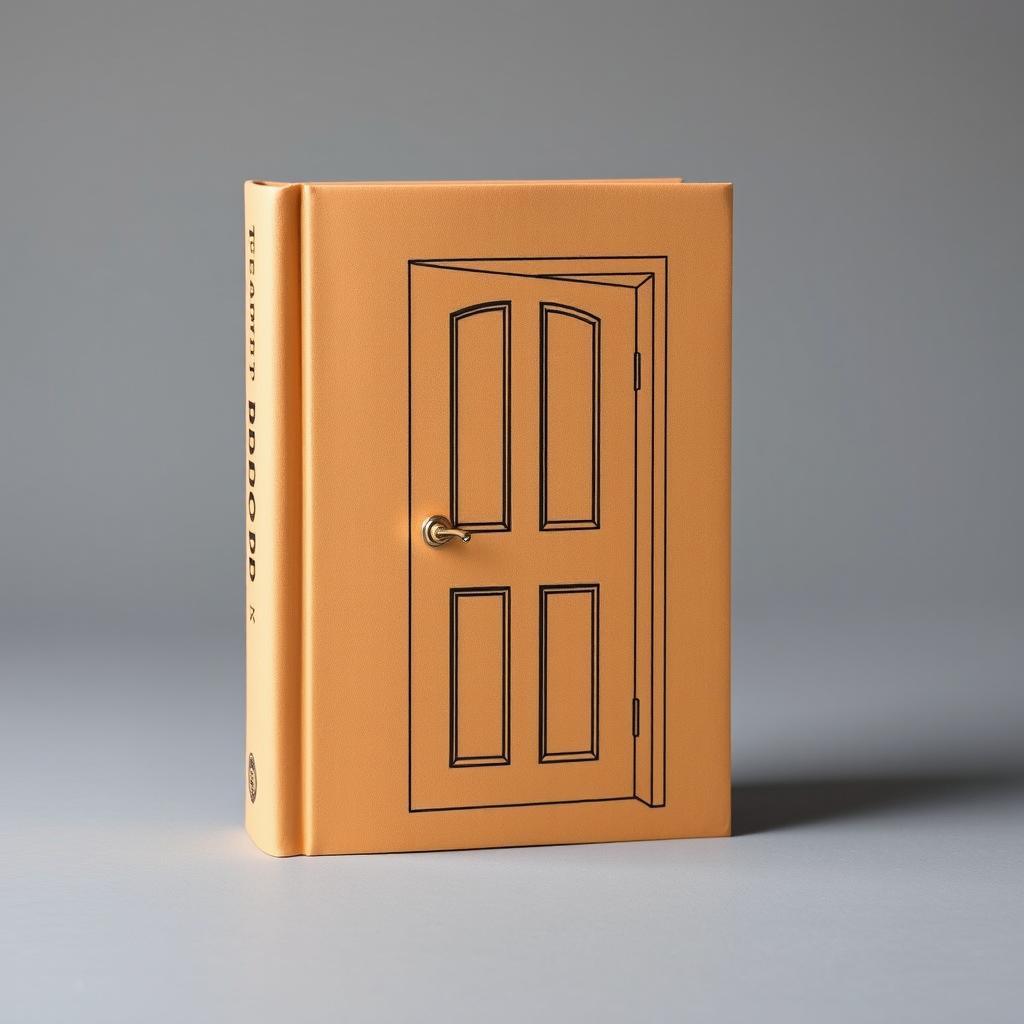 A book cover designed to resemble a room, featuring a door depicted on the front