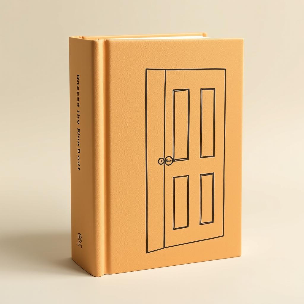 A book cover designed to resemble a room, featuring an illustration of a door on the front