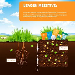 An illustrative diagram showcasing soil density improvement techniques through subsoiling and fertilization