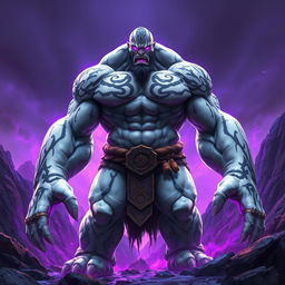A towering barbarian known as Goliath, featuring striking white rock-like skin adorned with intricate black markings