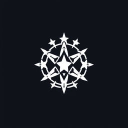 A sleek and modern logo design featuring a combination of star and weapon elements, with the overall shape being circular