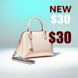 A clean and modern product display showcasing a stylish item, such as a designer handbag or a sleek gadget