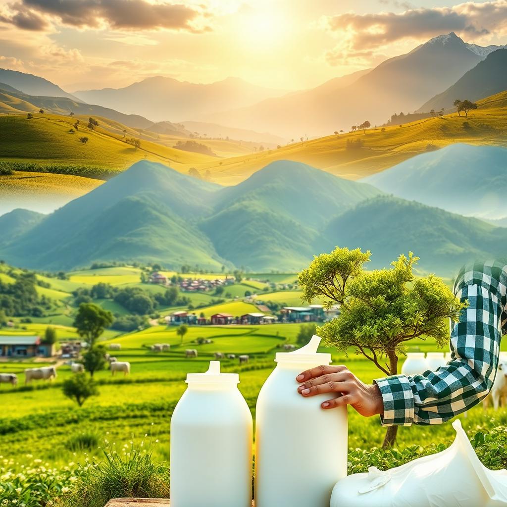 A picturesque landscape showcasing different regions of Pakistan known for their industrial powdered milk production