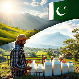 A picturesque landscape showcasing different regions of Pakistan known for their industrial powdered milk production