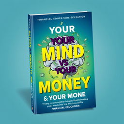 A visually striking book cover design focused on financial education, featuring a prominent illustration of a brain intricately intertwined with elements of money, such as bills and coins