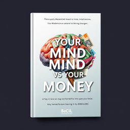A high-definition book cover design featuring an artistic and symbolic representation of a brain intertwined with currency notes, signifying the relationship between the mind and money