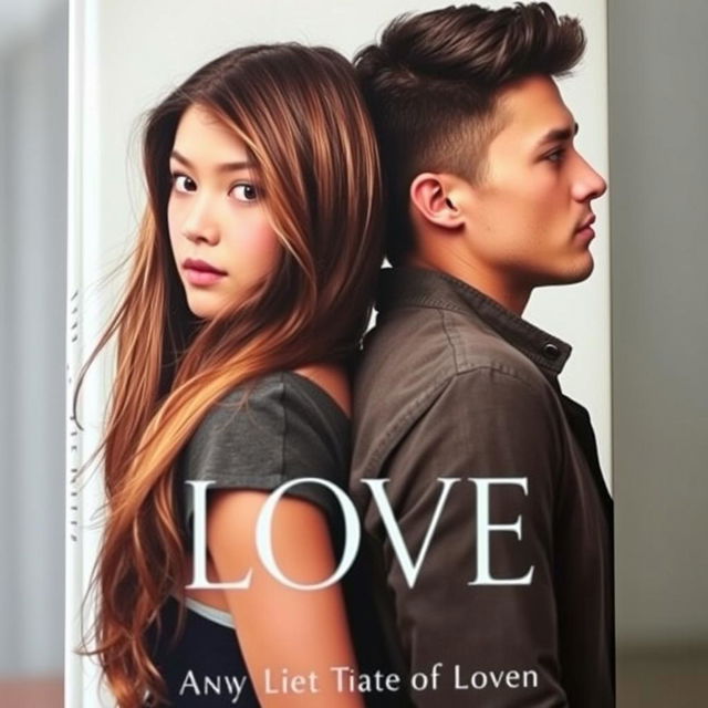 A realistic book cover featuring a handsome boy and a beautiful girl at the forefront