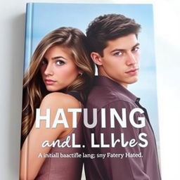A realistic book cover featuring a handsome boy and a beautiful girl at the forefront