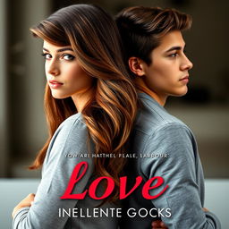 A realistic book cover featuring a handsome boy and a beautiful girl at the forefront