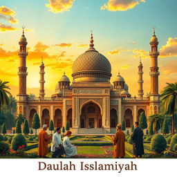 An artistic representation of Daulah Islamiyah, illustrating the concept of an Islamic state
