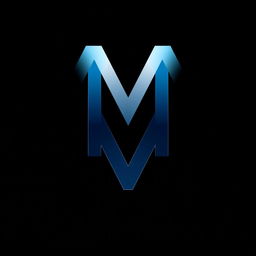 A striking graphic design featuring the letter 'M' prominently displayed against a sleek black background
