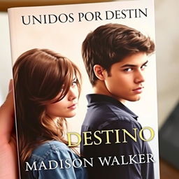 A realistic book cover featuring a handsome boy and a beautiful girl at the forefront
