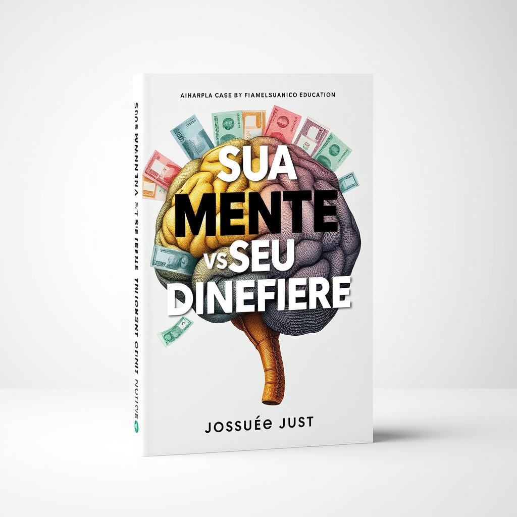 A high-definition book cover design for a financial education book titled 'Sua Mente vs Seu Dinheiro' by Josué Just