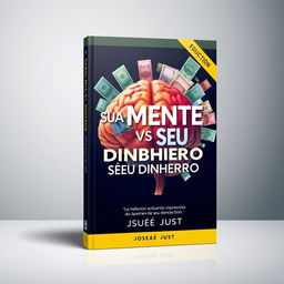A high-definition book cover design for a financial education book titled 'Sua Mente vs Seu Dinheiro' by Josué Just
