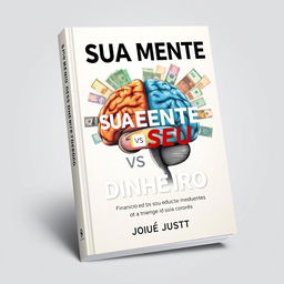 A high-definition book cover design for a financial education book titled 'Sua Mente vs Seu Dinheiro' by Josué Just