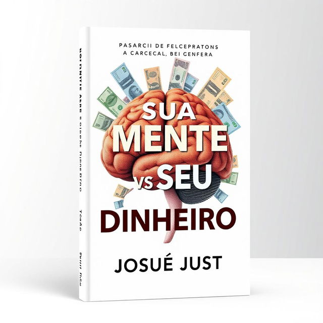 A high-definition book cover design for a financial education book titled 'Sua Mente vs Seu Dinheiro' by Josué Just