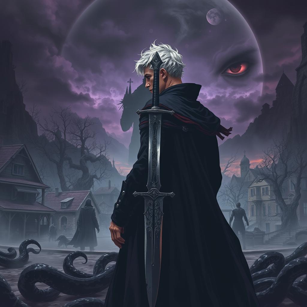 A dark, gritty post-apocalyptic landscape cover for 'The Black Goo'