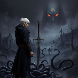 A dark, gritty post-apocalyptic landscape cover for 'The Black Goo'