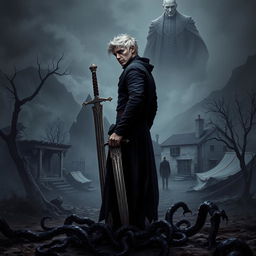 A dark, gritty post-apocalyptic landscape cover for 'The Black Goo'